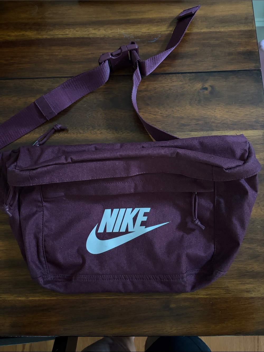 Nike Maroon Crossbody Waist Bag with White Logo